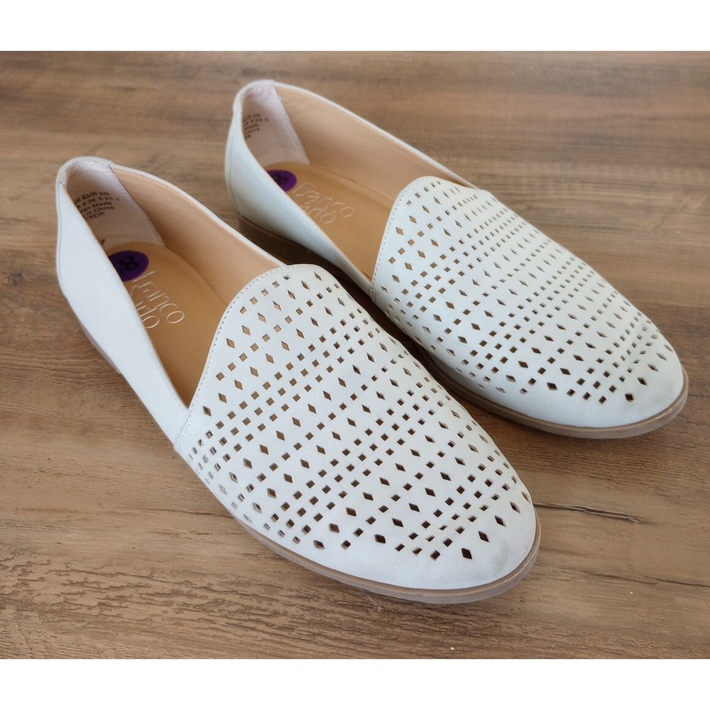 Franco Sarto Women's Factor Laser Cut Detail Loafers Light Greige 8.5M NWOB